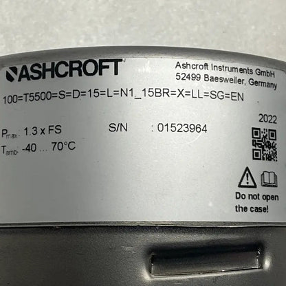Ashcroft Instruments GmbH Stainless Steel Process Pressure Gauge: Ashcroft Instruments GmbH T5500 Plus Stainless Steel Process Pressure Gauge