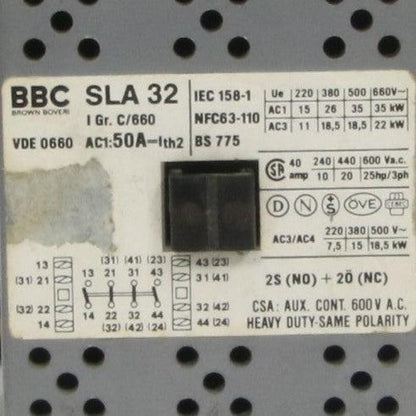 BBC Brown Boveri SLA 32 Contactor-Contactor-Used Industrial Parts