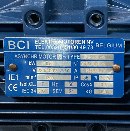 BCI HL1-801-4 High Efficiency 3 Phase Motor-3 Phase Motor-Used Industrial Parts