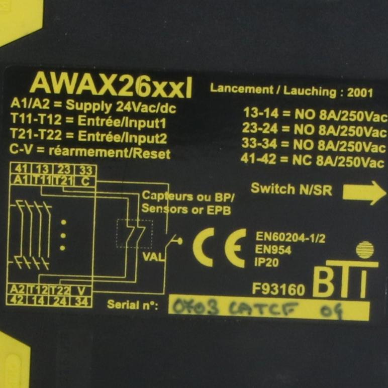 BTI Awax26xxl Emergency Stop Safety Relay-Safety Relay-Used Industrial Parts