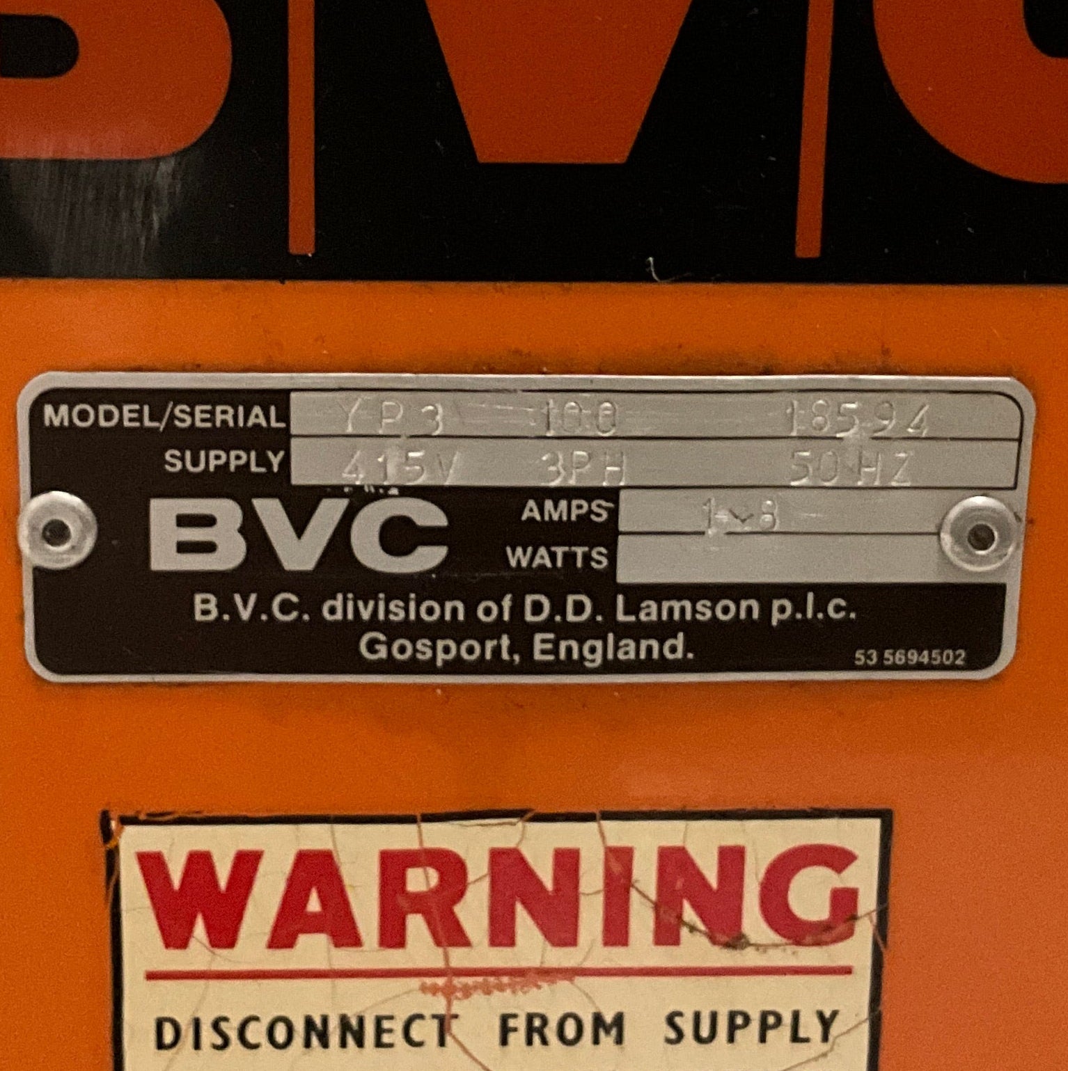 BVC YP3 100 Air Supply Blower-Air Supply Blower-Used Industrial Parts