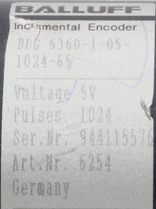 Balluff BDG 6360-1-05-1024-65 Incremental Encoder-Incremental Encoder-Used Industrial Parts