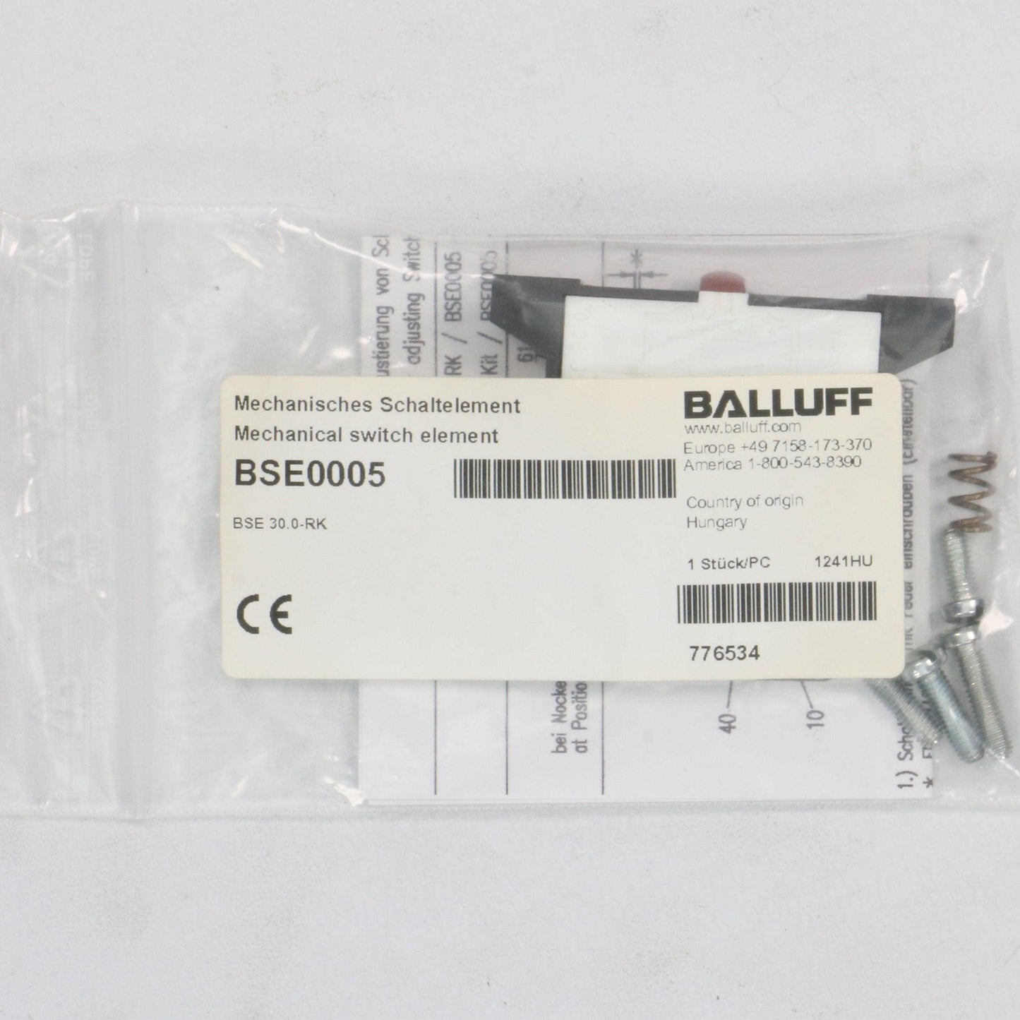 Balluff BSE0005 Mechanical Single Position Limit Switch-Mechanical Single Position Limit Switch-Used Industrial Parts