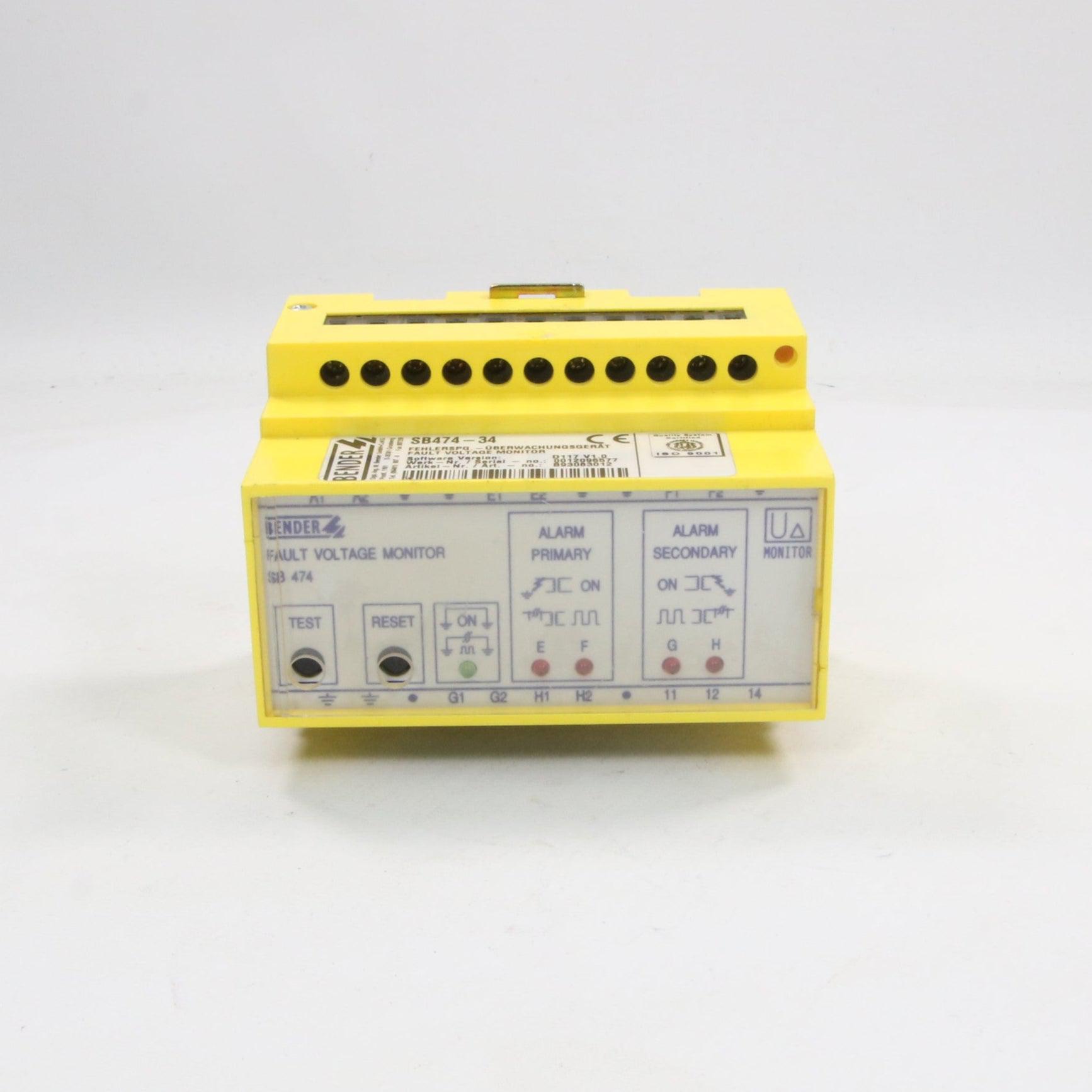 Bender SB474 34 Fault Voltage Monitor-Fault Voltage Monitor-Used Industrial Parts