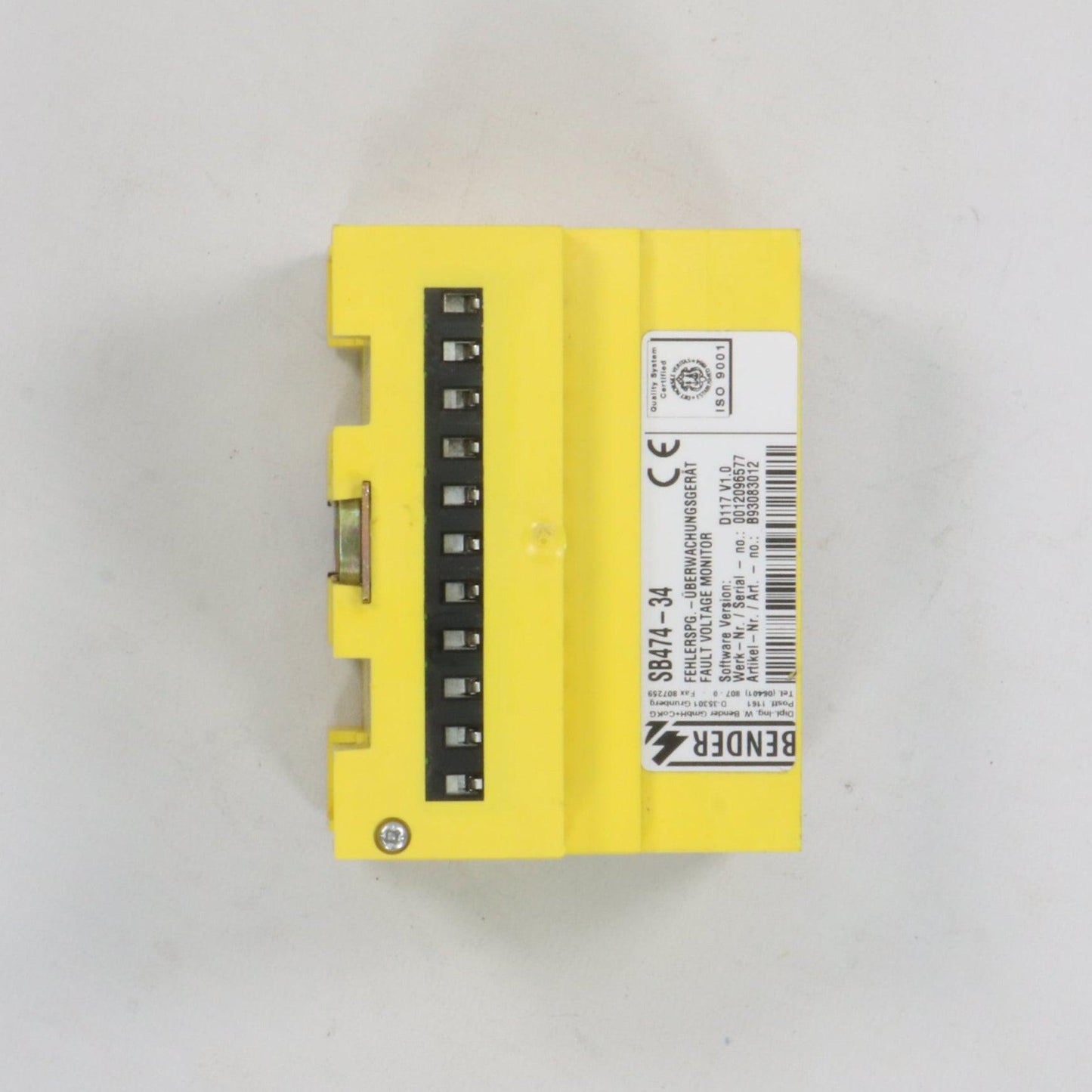 Bender SB474 34 Fault Voltage Monitor-Fault Voltage Monitor-Used Industrial Parts