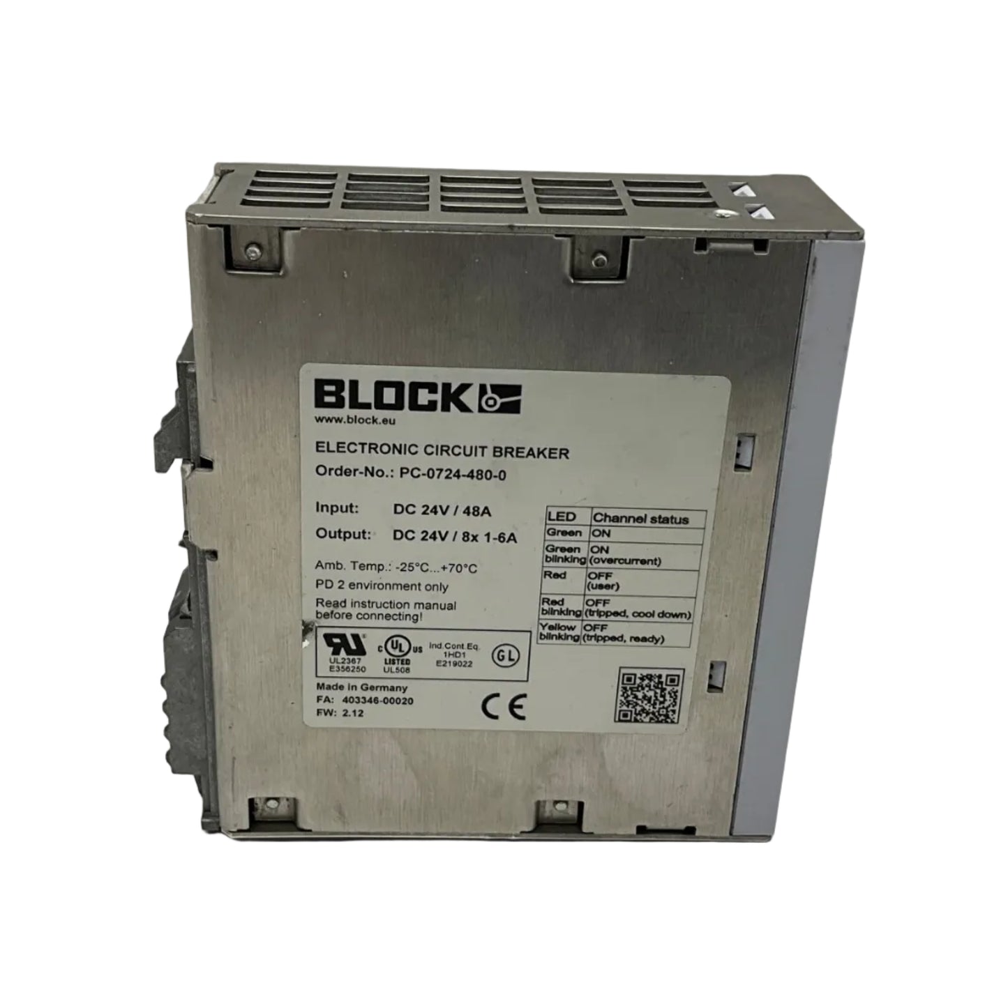 Block PC-0724-480-0 Electronic Circuit Breaker-Electronic Circuit Breaker-Used Industrial Parts