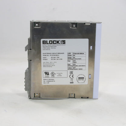 Block PC-0724-800-2 Electronic 8-Channel Circuit Breaker-Electronic 8-Channel Circuit Breaker-Used Industrial Parts