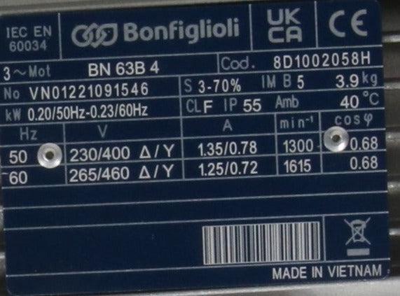 Bonfiglioli BN 63B 4 Gearbox Motor-Gearbox Motor-Used Industrial Parts