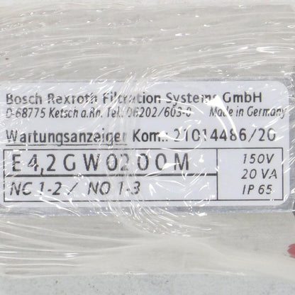 Bosch Rexroth Filtration Systems E4,2GW0200M Maintenance Indicator-Maintenance Indicator-Used Industrial Parts