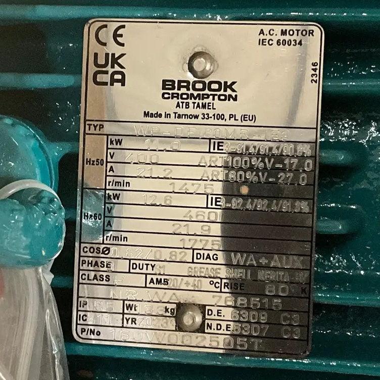 Brook Crompton WP-DF160MR Three Phase Induction Motor-Three Phase Induction Motor-Used Industrial Parts