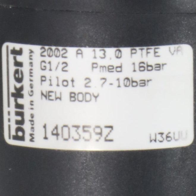 Burkert 2002 Angle Seat Valve-Angle Seat Valve-Used Industrial Parts