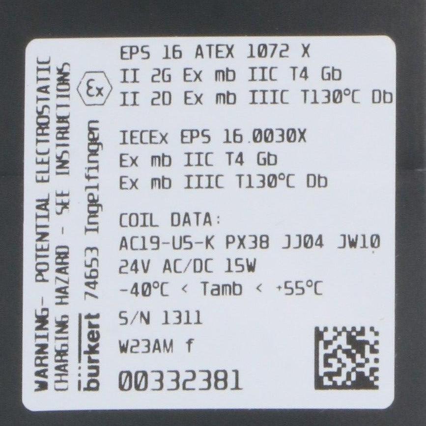 Burkert 6027 2-Way Solenoid Valve 00380715-Solenoid Valve-Used Industrial Parts
