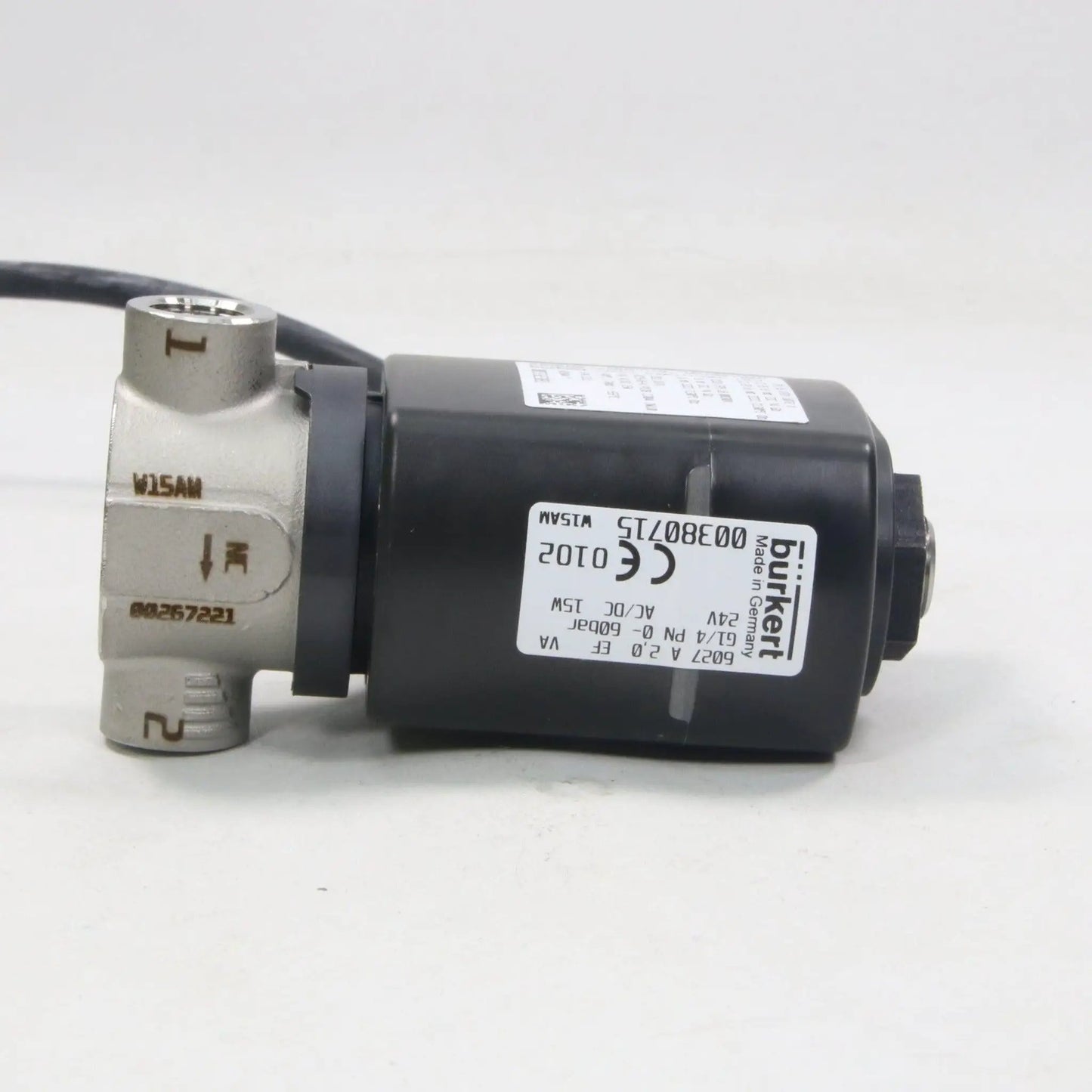 Burkert 6027 2-Way Solenoid Valve, 1/4" 24V 60 Bar-Solenoid Valve-Used Industrial Parts