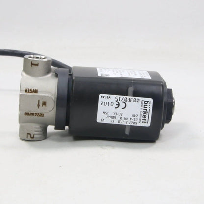 Burkert 6027 2-Way Solenoid Valve, 1/4" 24V 60 Bar-Solenoid Valve-Used Industrial Parts