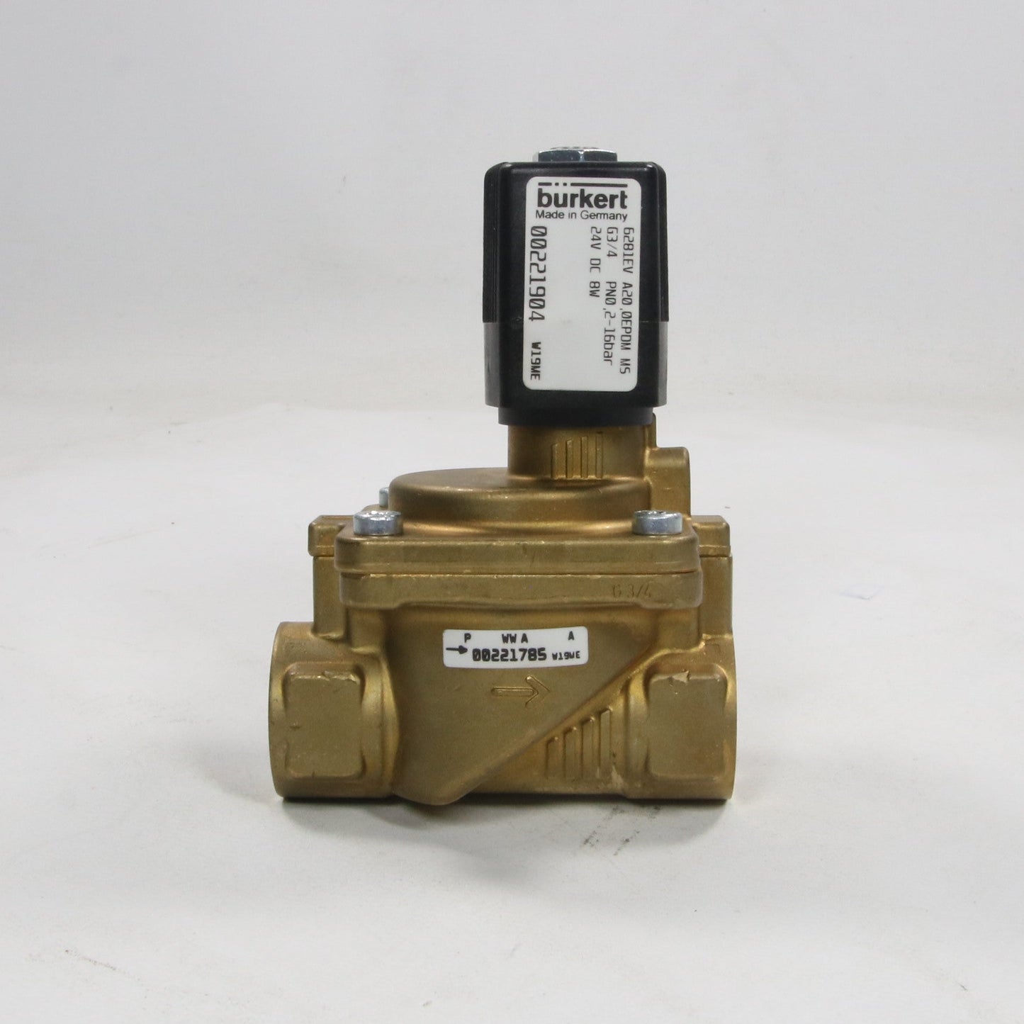 Burkert 6281EV Servo Assisted Solenoid Valve-Servo Assisted Solenoid Valve-Used Industrial Parts