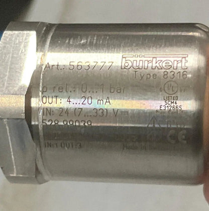 Burkert 8316 Compact Pressure Transmitter 563177-Pressure Transmitter-Used Industrial Parts