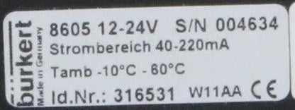 Burkert 8605 Digital Controller for Proportional Valves-Programmable Digital Controller-Used Industrial Parts