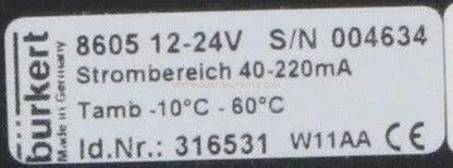 Burkert 8605 Digital Controller for Proportional Valves-Programmable Digital Controller-Used Industrial Parts
