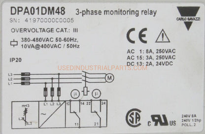 Carlo Gavazzi DPA01 DM48 3-Phase Monitoring Relay-Phase Monitoring Relay-AD-06-04-Used Industrial Parts