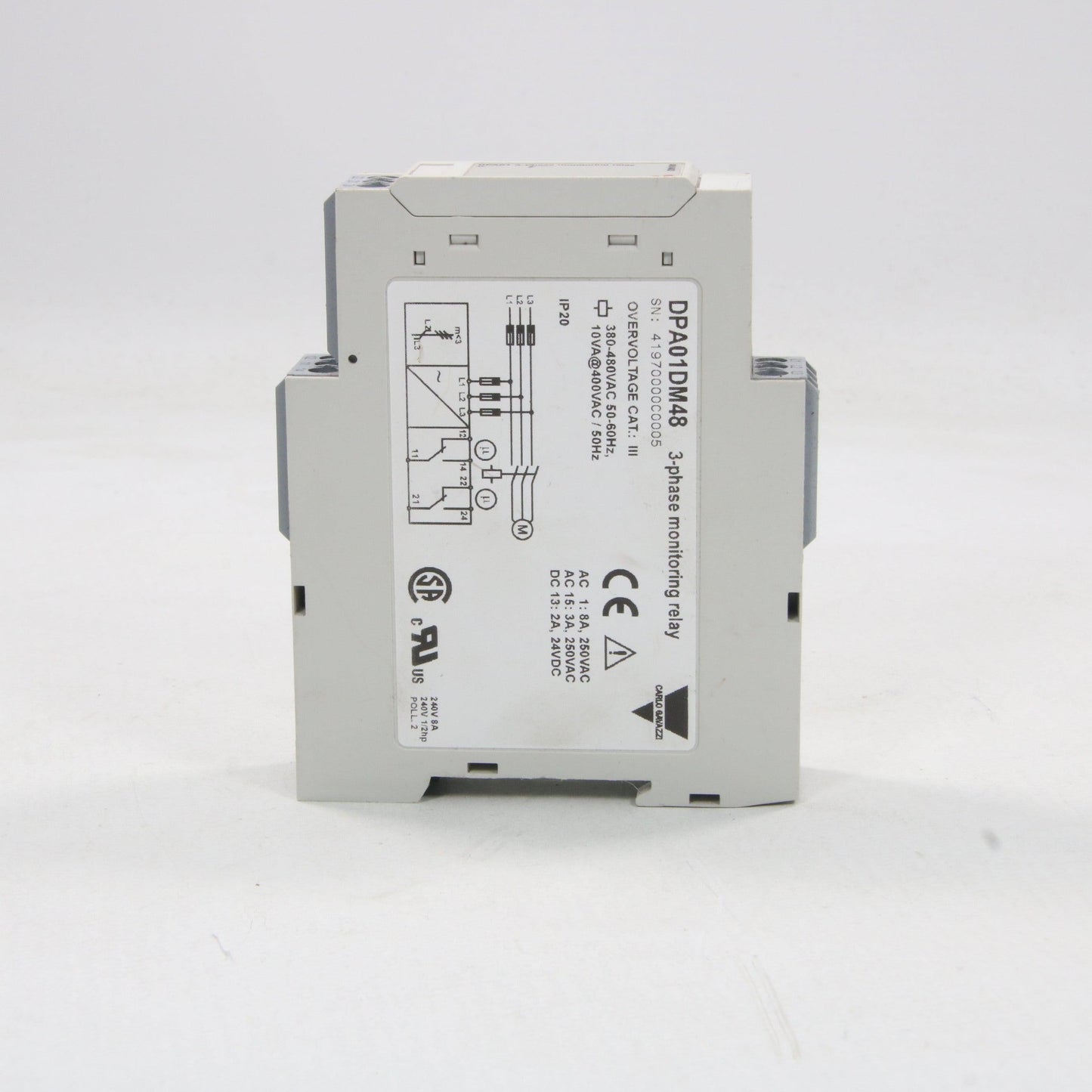 Carlo Gavazzi DPA01 DM48 3-Phase Monitoring Relay-Phase Monitoring Relay-Used Industrial Parts