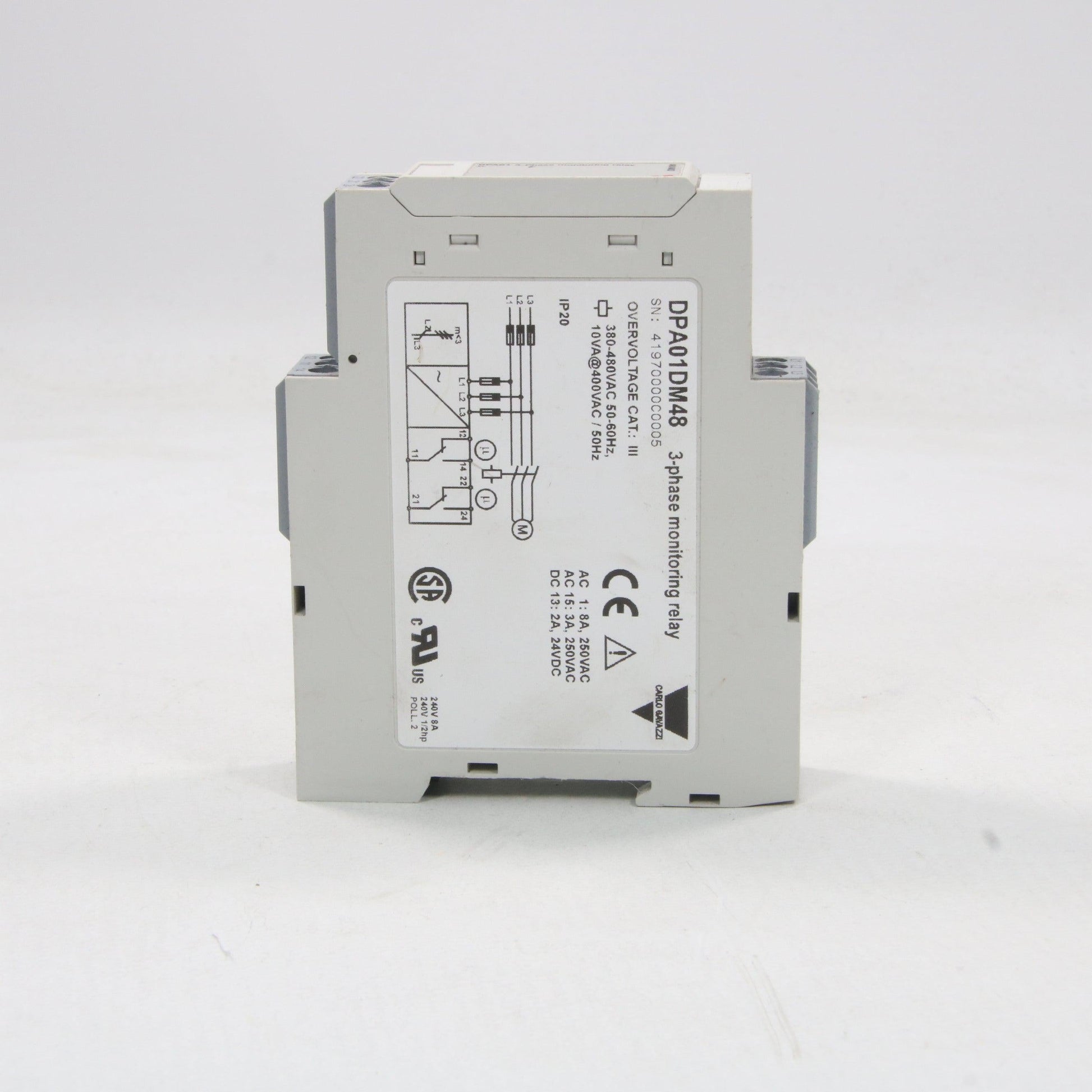 Carlo Gavazzi DPA01 DM48 3-Phase Monitoring Relay-Phase Monitoring Relay-Used Industrial Parts