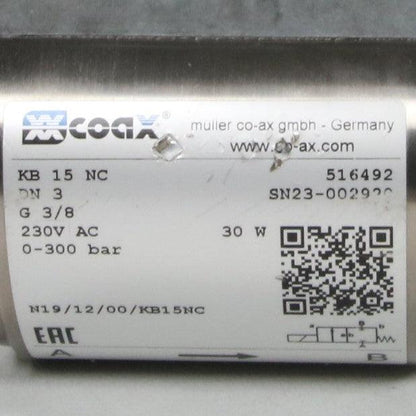 Coax KB 15 NC Direct Acting Coaxial Valve-Direct Acting Coaxial Valve-Used Industrial Parts