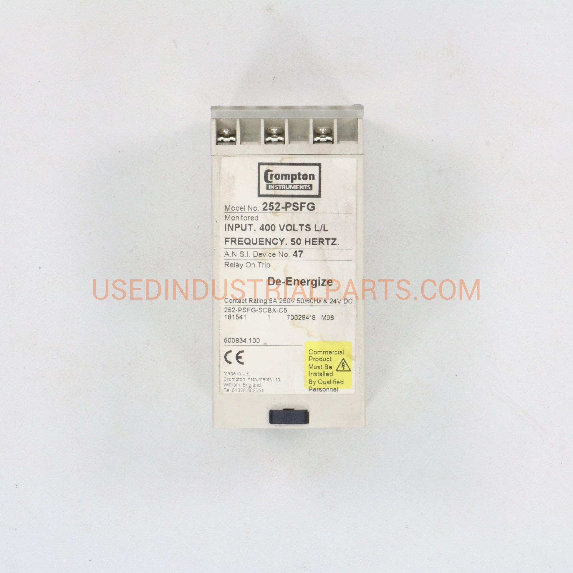 Crompton Protector 252-PSFG De-Energize Relay-De- Energize Relay-AA-05-05-Used Industrial Parts