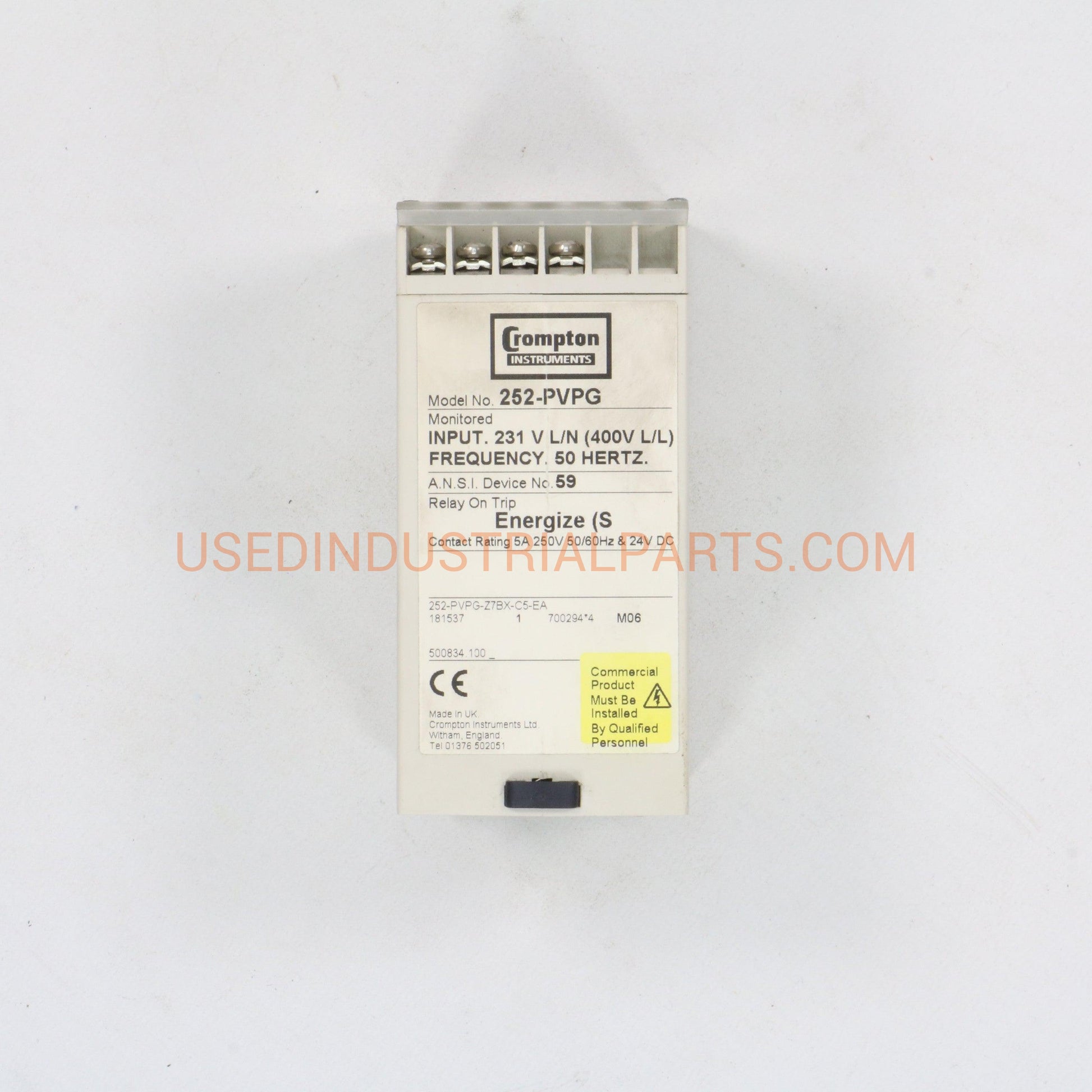 Crompton Protector 252-PVPG Energize Relay-Energize Relay-AA-05-05-Used Industrial Parts