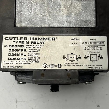 Cutler-Hammer Type M Industrial Control Relay-Industrial Control Relay-Used Industrial Parts