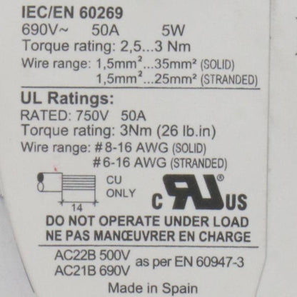 DF Electric PMX 14x51 Fuse Holder DC Switch-Fuse Holder/DC Switch-Used Industrial Parts