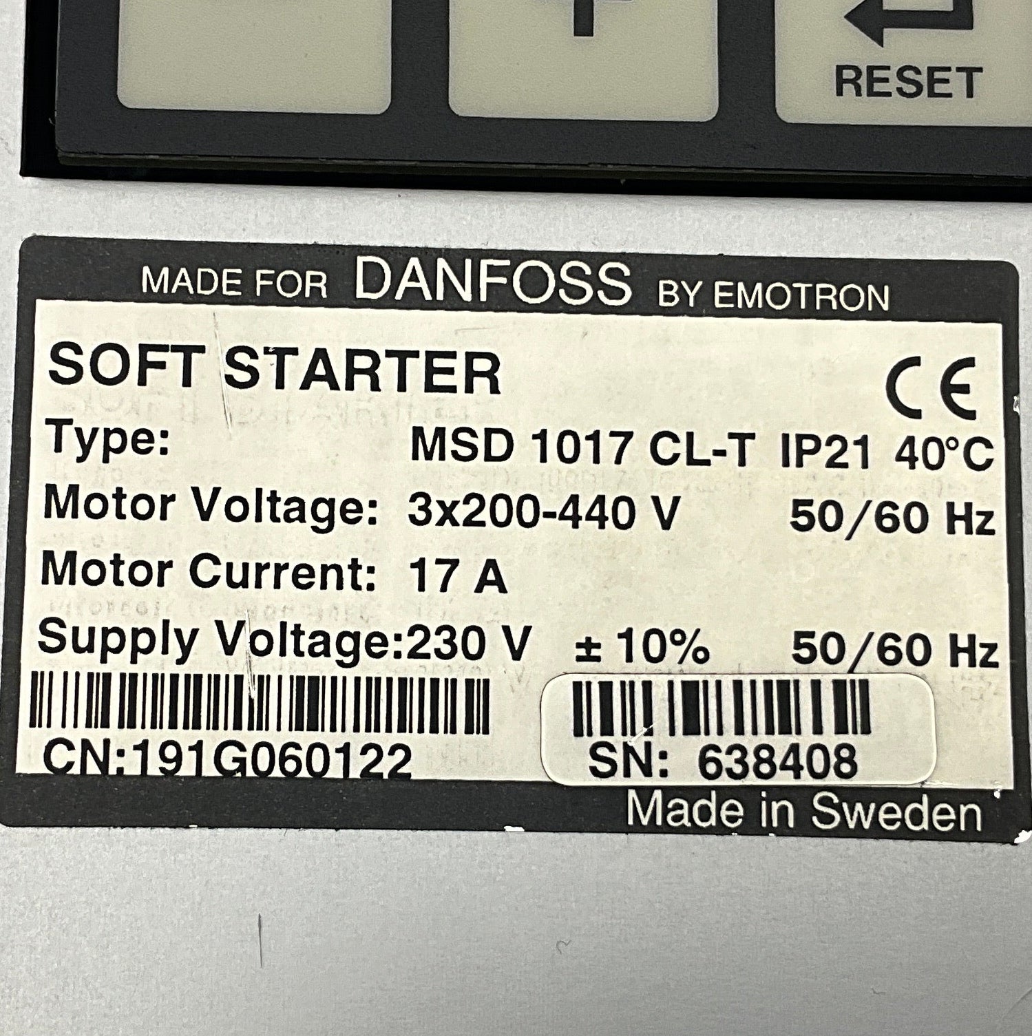 Danfoss MSD 1017 CL-T Soft Starter-Soft Starter-Used Industrial Parts