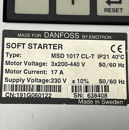 Danfoss MSD 1017 CL-T Soft Starter-Soft Starter-Used Industrial Parts