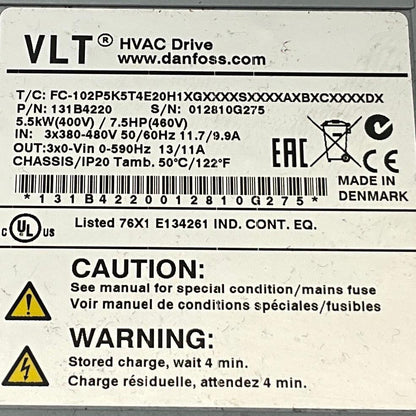Danfoss VLT HVAC Drive - 131B4220-Variable Frequency Drive-Used Industrial Parts