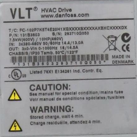 Danfoss VLT HVAC Drive FC-102 - 131B3603-AC Drive-Used Industrial Parts