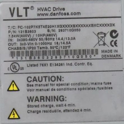 Danfoss VLT HVAC Drive FC-102 - 131B3603-AC Drive-Used Industrial Parts