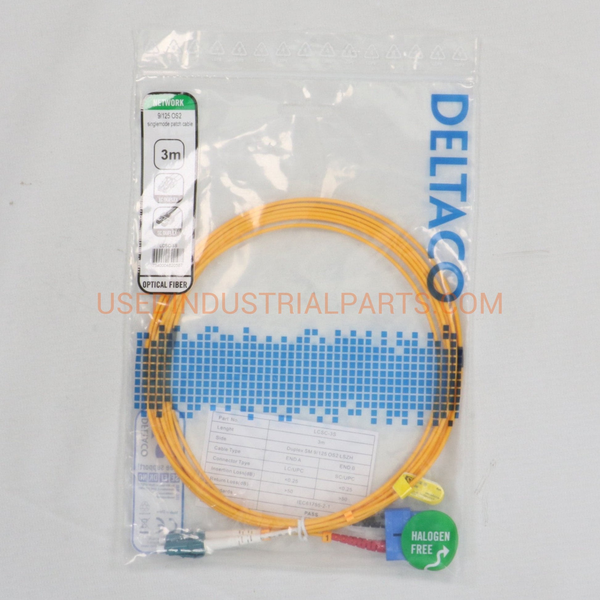 Deltaco 9/125 OS2 Fibre Optic Patch Cable-Fibre Optic Patch Cable-AE-04-07-06-Used Industrial Parts