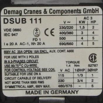 Demag DSUB 111 Industrial Contactor - 87536044-Industrial Contactor-Used Industrial Parts