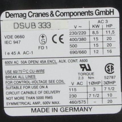 Demag DSUB 333 Compact Contactor - 87567944-Compact Contactor-Used Industrial Parts