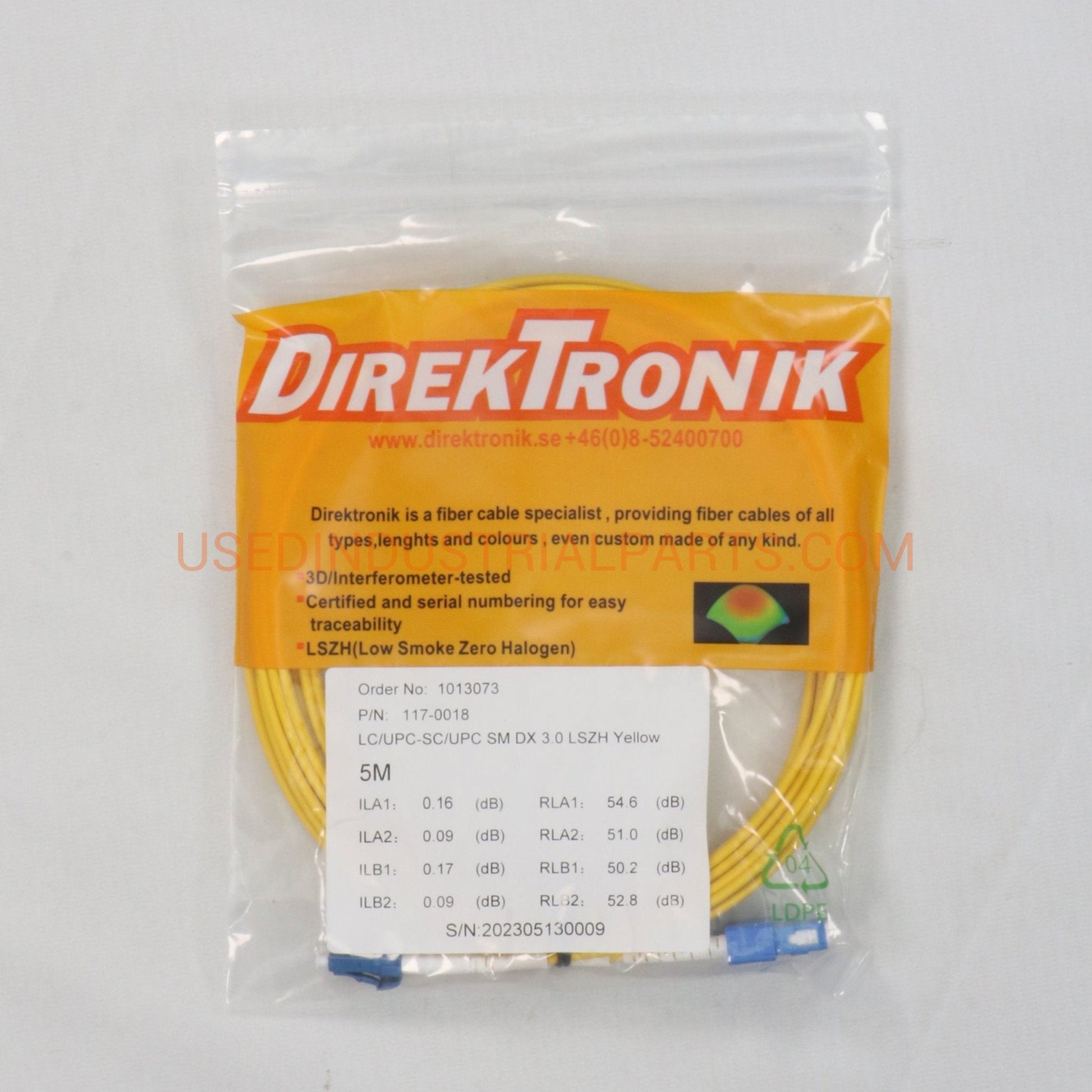 DirekTronik 117 0018 Fibre Optic Patch Cable-Fibre Optic Patch Cable-AE-04-07-02-Used Industrial Parts