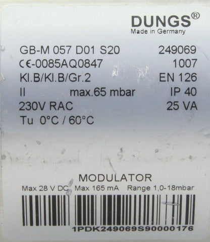 Dungs GB M057D01S20 Gas Modulator-Gas Modulator-Used Industrial Parts