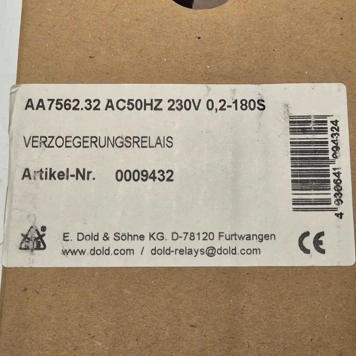 E. Dold & Sohne AA7562.32 Timer Relay-Timer Relay-Used Industrial Parts
