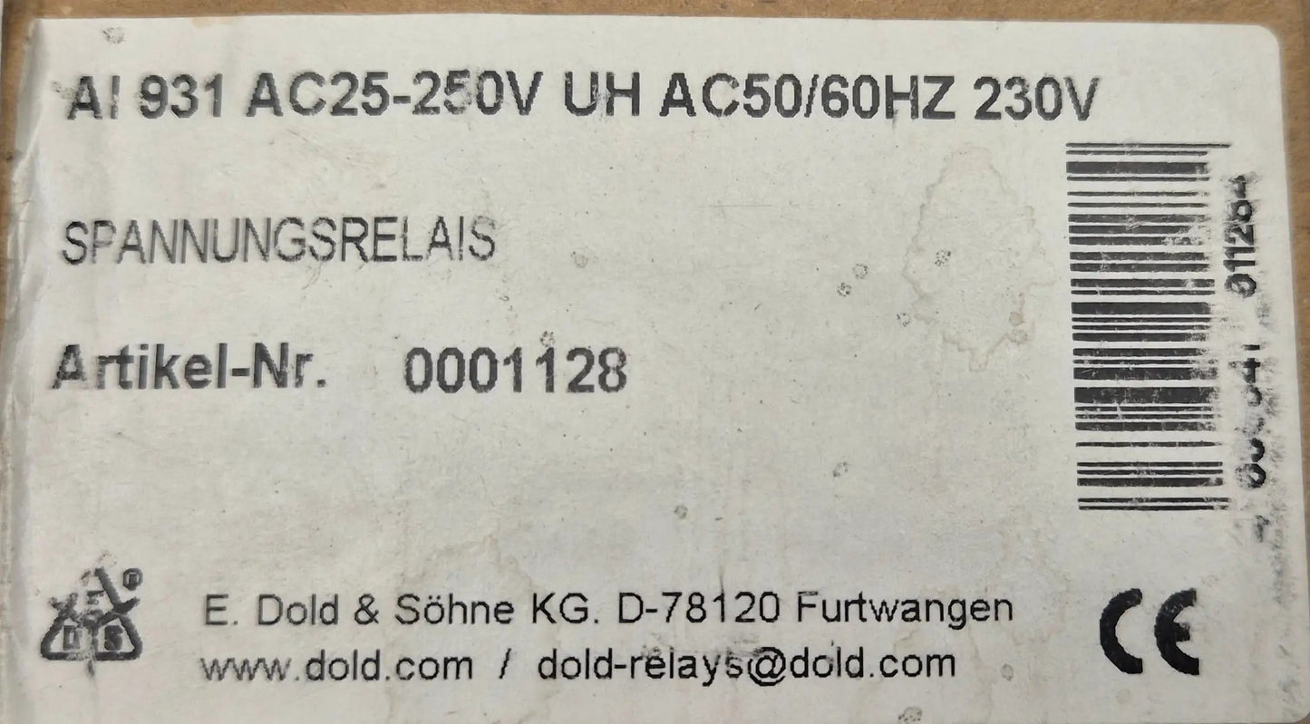 E. Dold & Sohne AI 931 Voltage Relay - 0001128-Voltage Relay-Used Industrial Parts