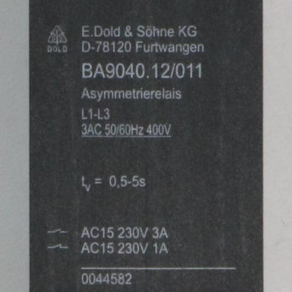 E. Dold & Sohne Varimeter BA9040 12 011 Asymmetry Relay-Asymmetry Relay-Used Industrial Parts