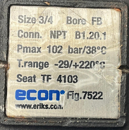 Econ Fig. 7522 3/4” Ball Valve-Ball Valve-Used Industrial Parts