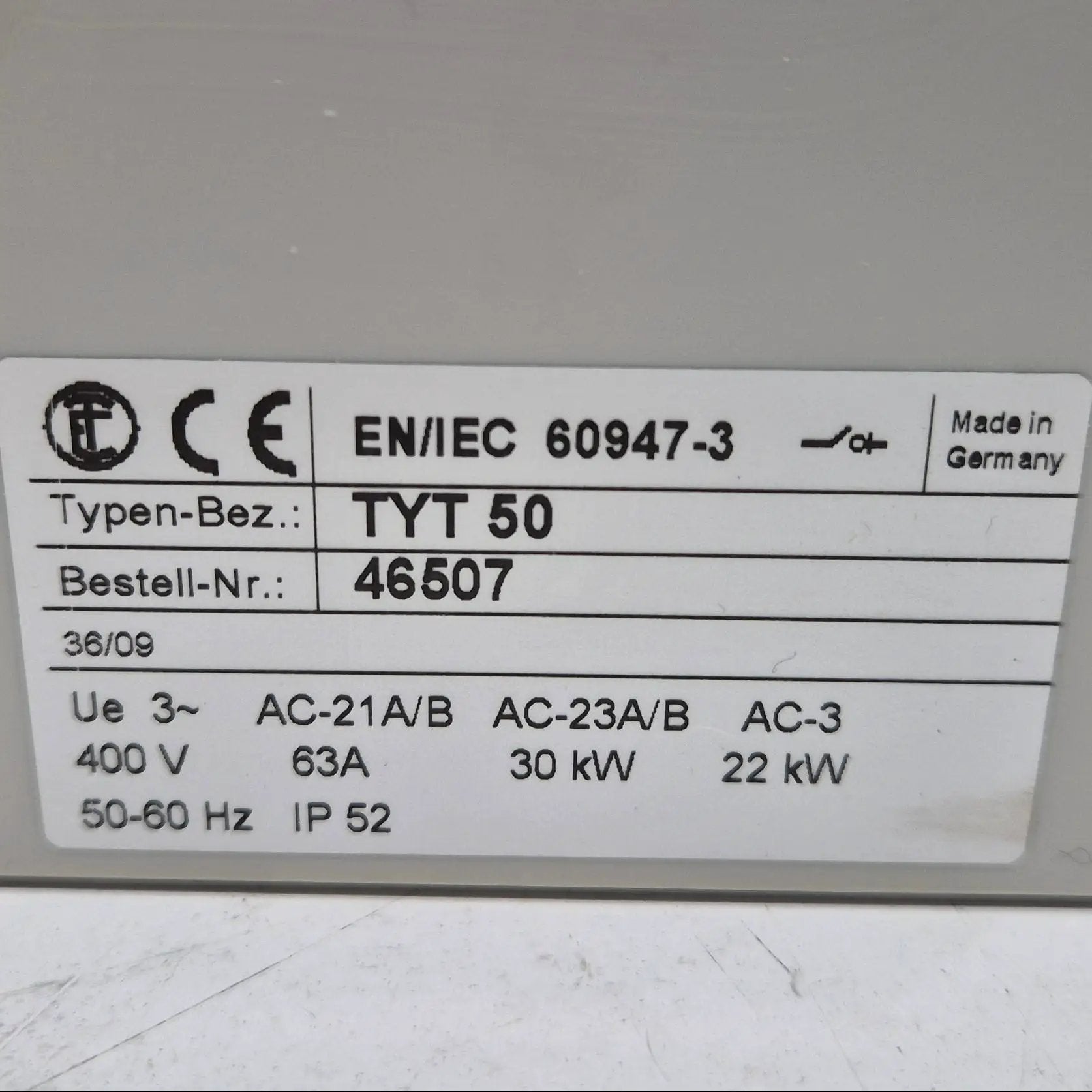 Elektra Tailfingen TYT 50 Star Delta Switch-Star Delta Switch-Used Industrial Parts