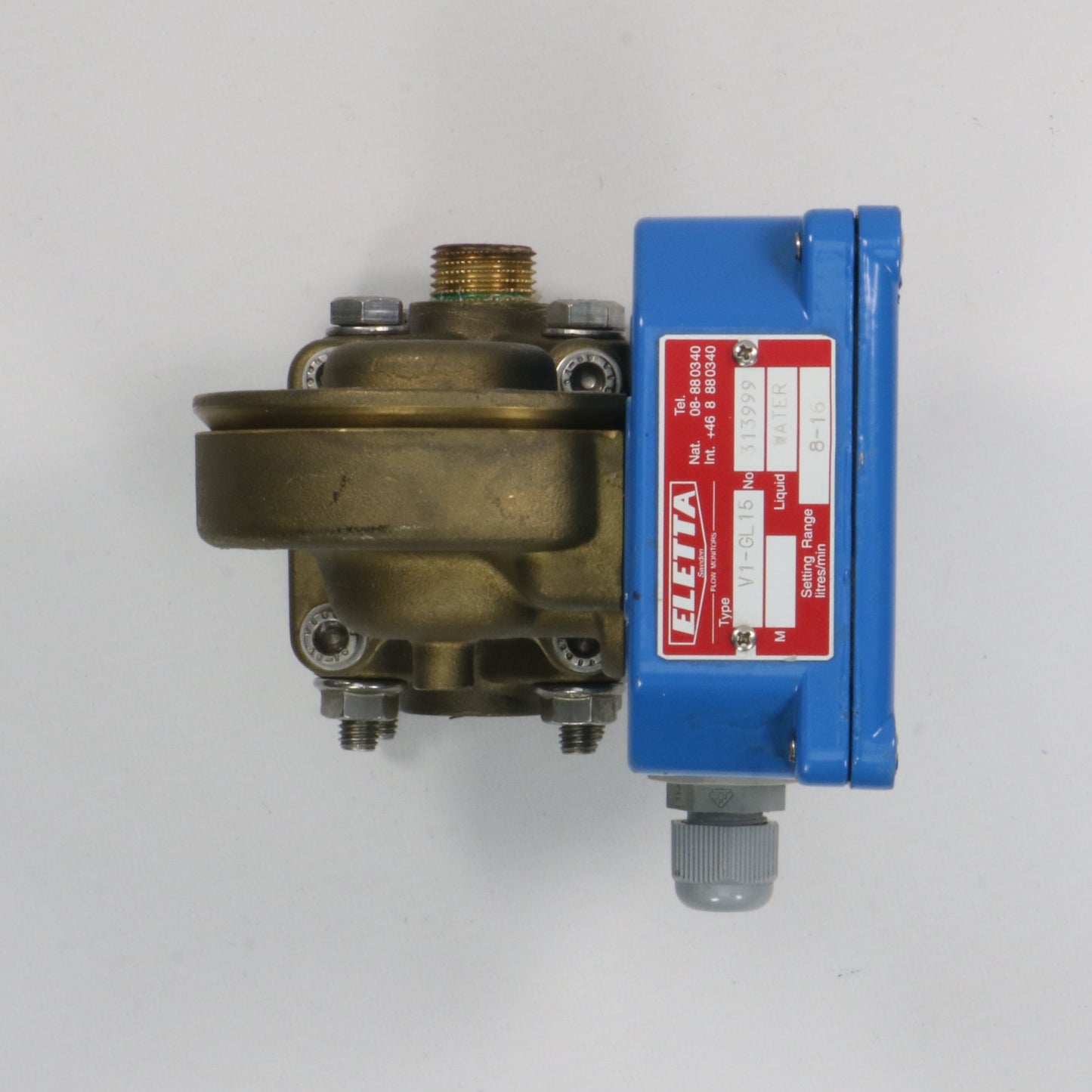 Eletta V1-GL15 Liquid Flow Monitor with Gauge-Liquid Flow Monitor-Used Industrial Parts