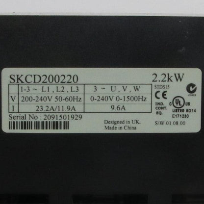 Emerson Industrial Automation Commander SKCD200220 AC Inverter Drive-AC Inverter Drive-Used Industrial Parts