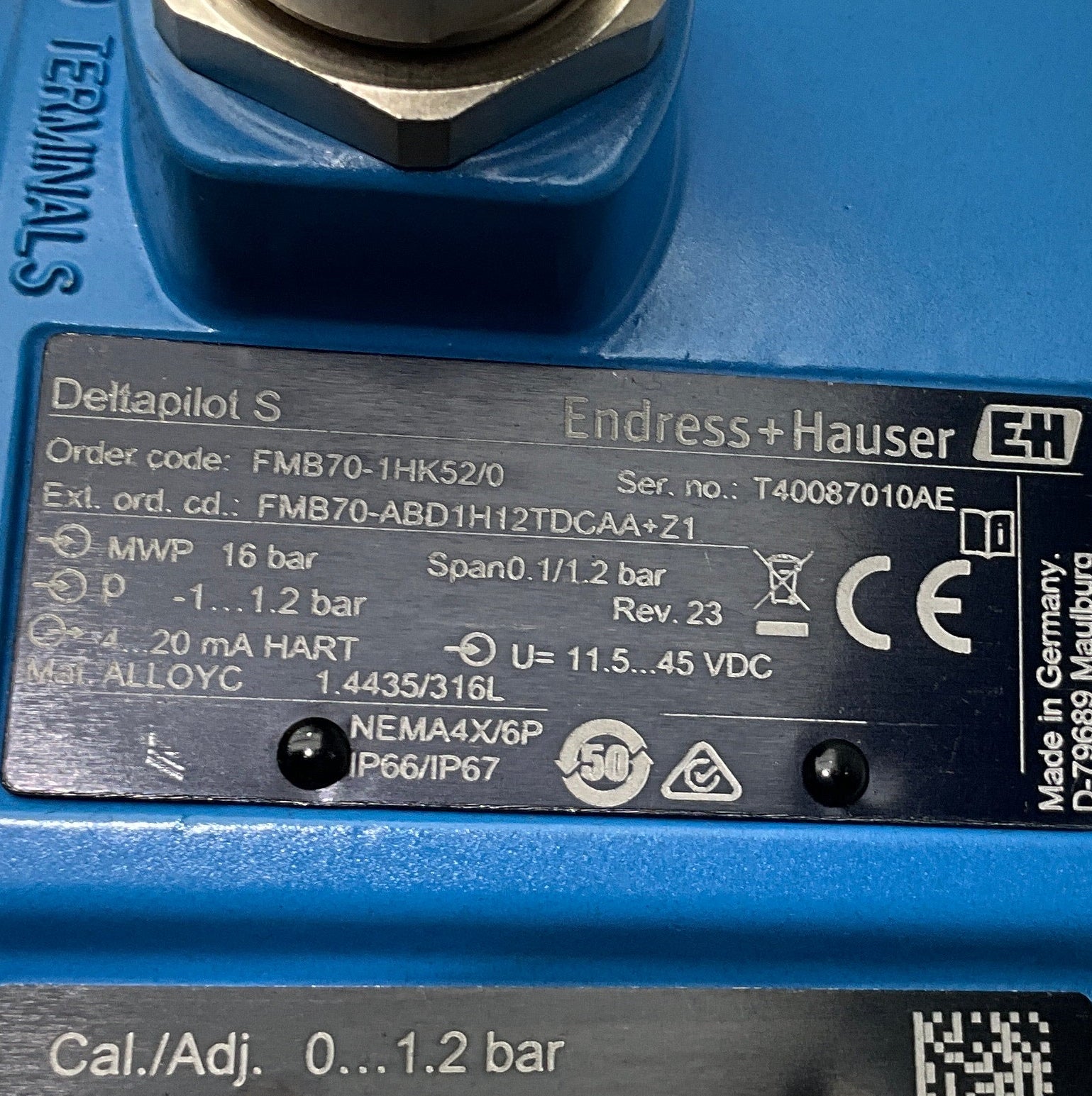 Endress+Hauser Deltapilot S Hydrostatic Level Transmitter-Hydrostatic Level Transmitter-Used Industrial Parts