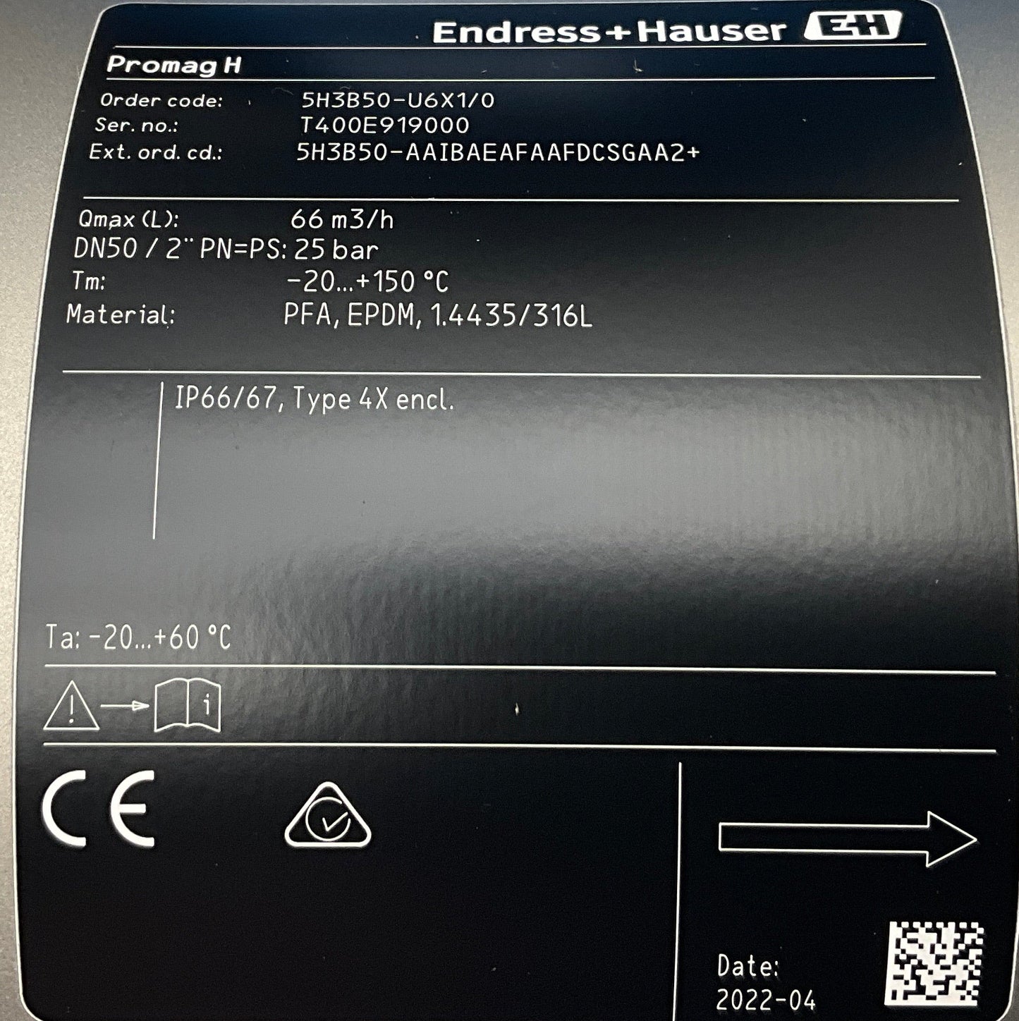 Endress+Hauser Promag H 300 Electromagnetic Flowmeter-Electromagnetic Flow Meter-Used Industrial Parts