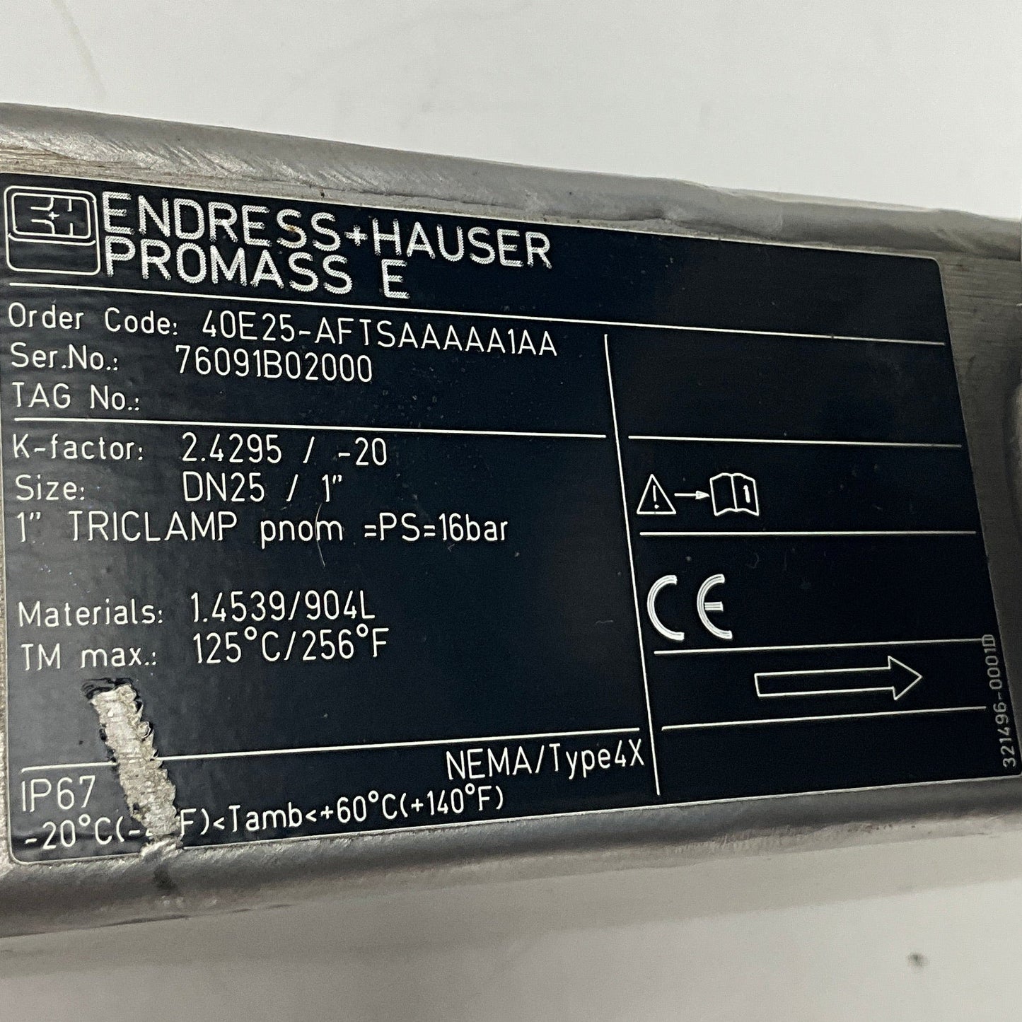 Endress+Hauser Promass 40 Coriolis Flowmeter-Coriolis Flowmeter-Used Industrial Parts